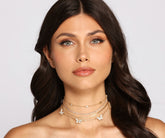 Vierreihiges Schmetterlings-Strass-Halsband